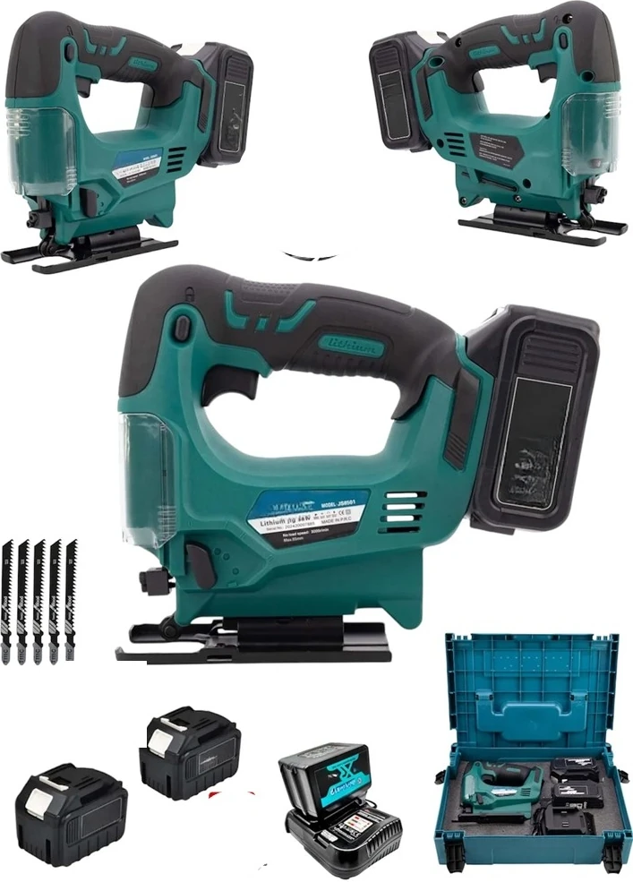 Alman 950RPM Şajlı 2 Akülü Dekupaj Testere Jig Testere Makinası Akülü Kömürsüz Bakır Motor 10