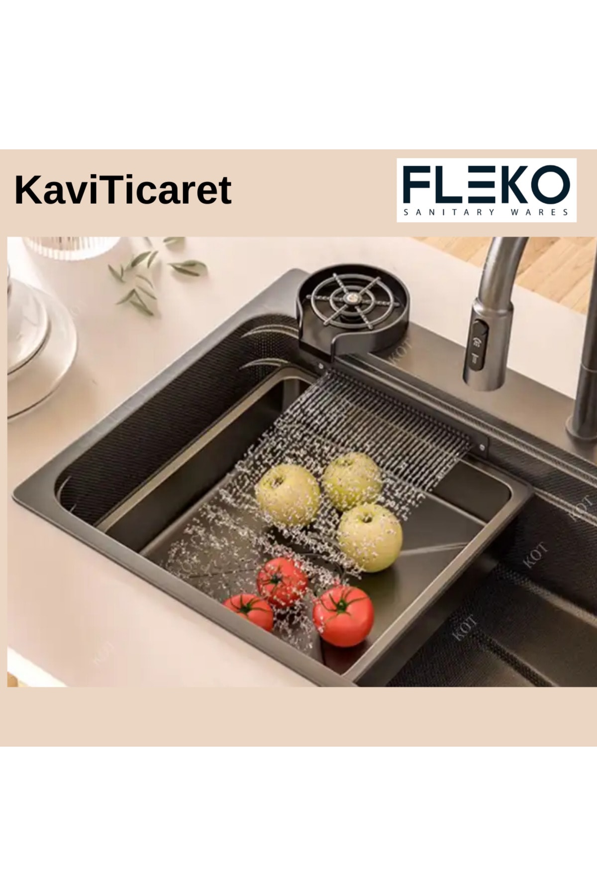 Dijital Eviye Seti Ve Fotoselli Bataryası Teknolojik Akıllı Antrasit Gri Çelik Evye