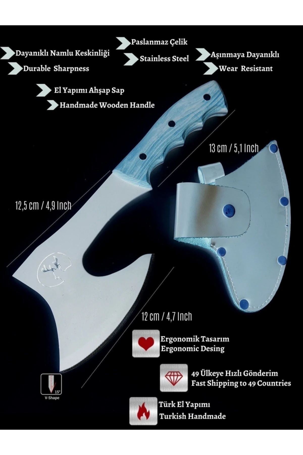 Kamp Baltası Outdoor Bıçak 2 Parça Set Kampçı Bıçak Seti