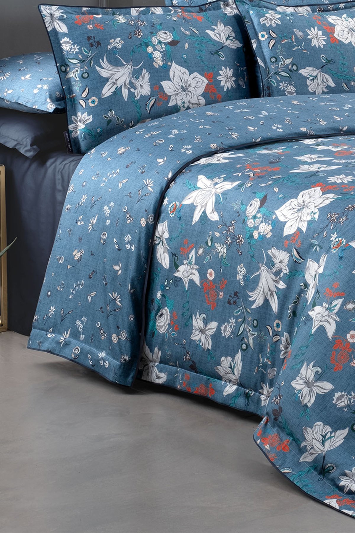 Portland Mavi King Size (Battal Boy) %100 Pamuk Saten Nevresim Takımı