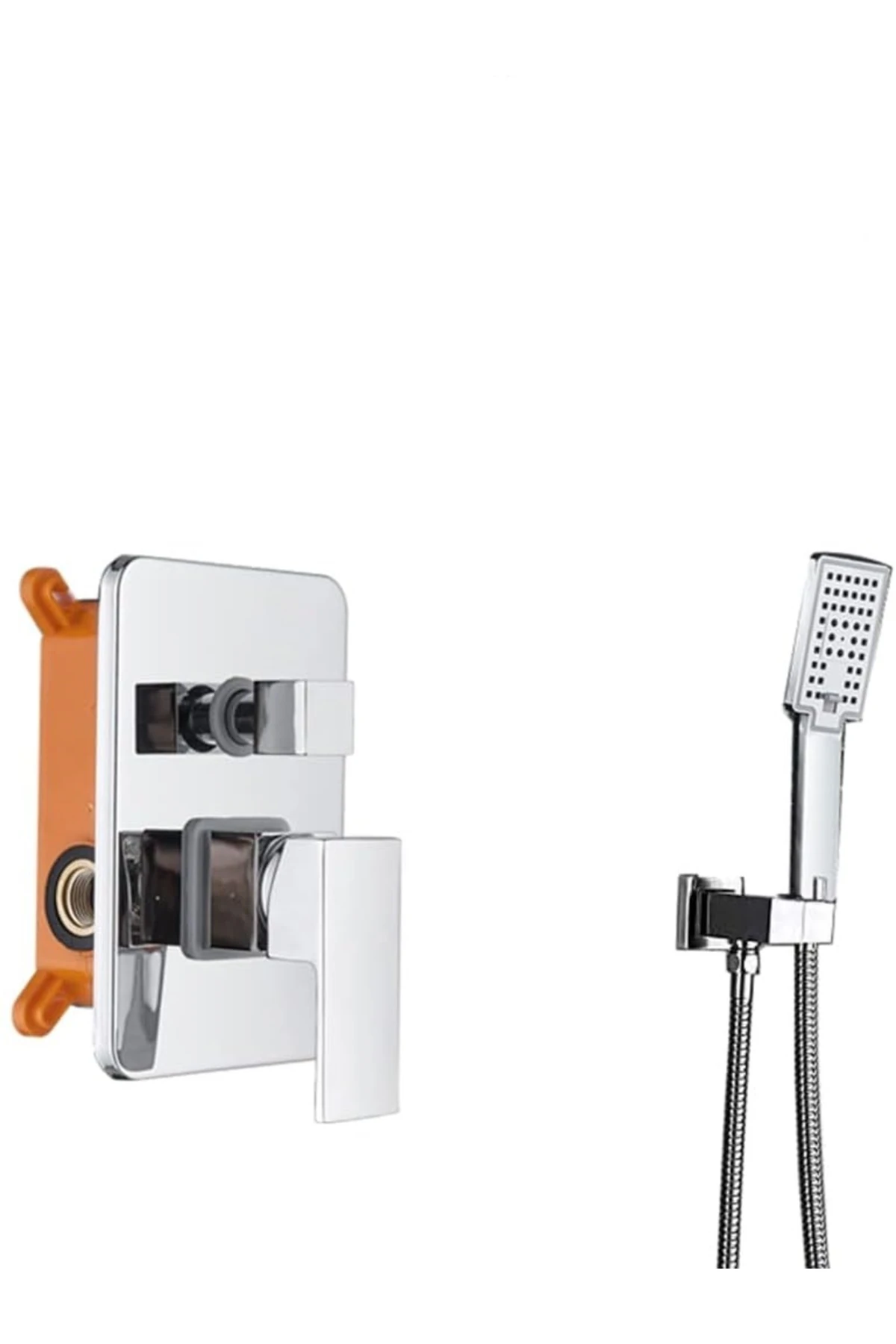 Banyo Bataryası Duş Seti Ankastre Krom 30x30 Tepe Duş 7 Yıl Garantili Sıva Altı Dahil