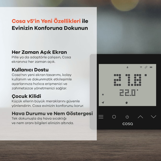 Akıllı Oda Termostatı Kablosuz Kombi Kontrolü V5