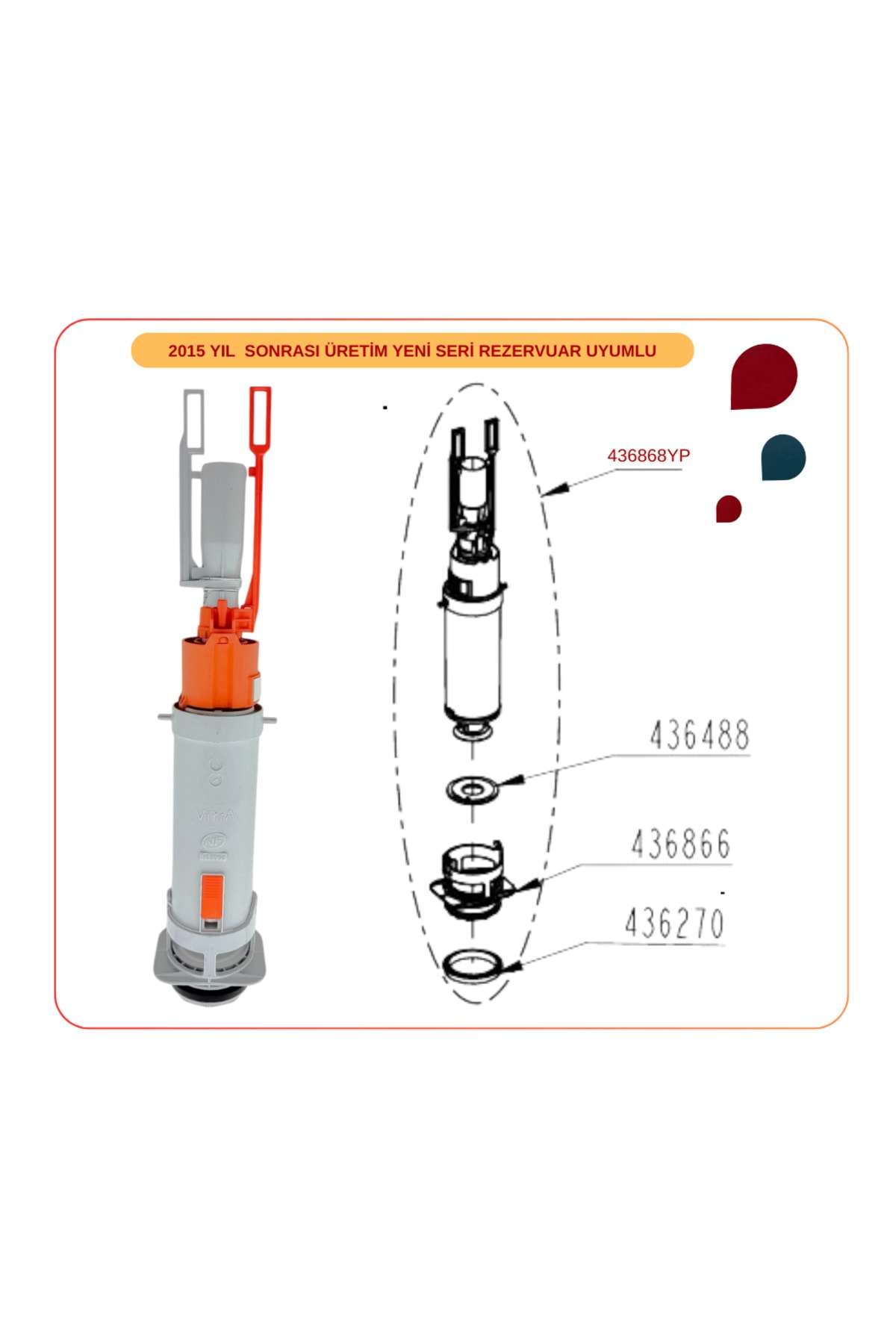 436868YP  Boşaltma Gurubu 8cm Kare