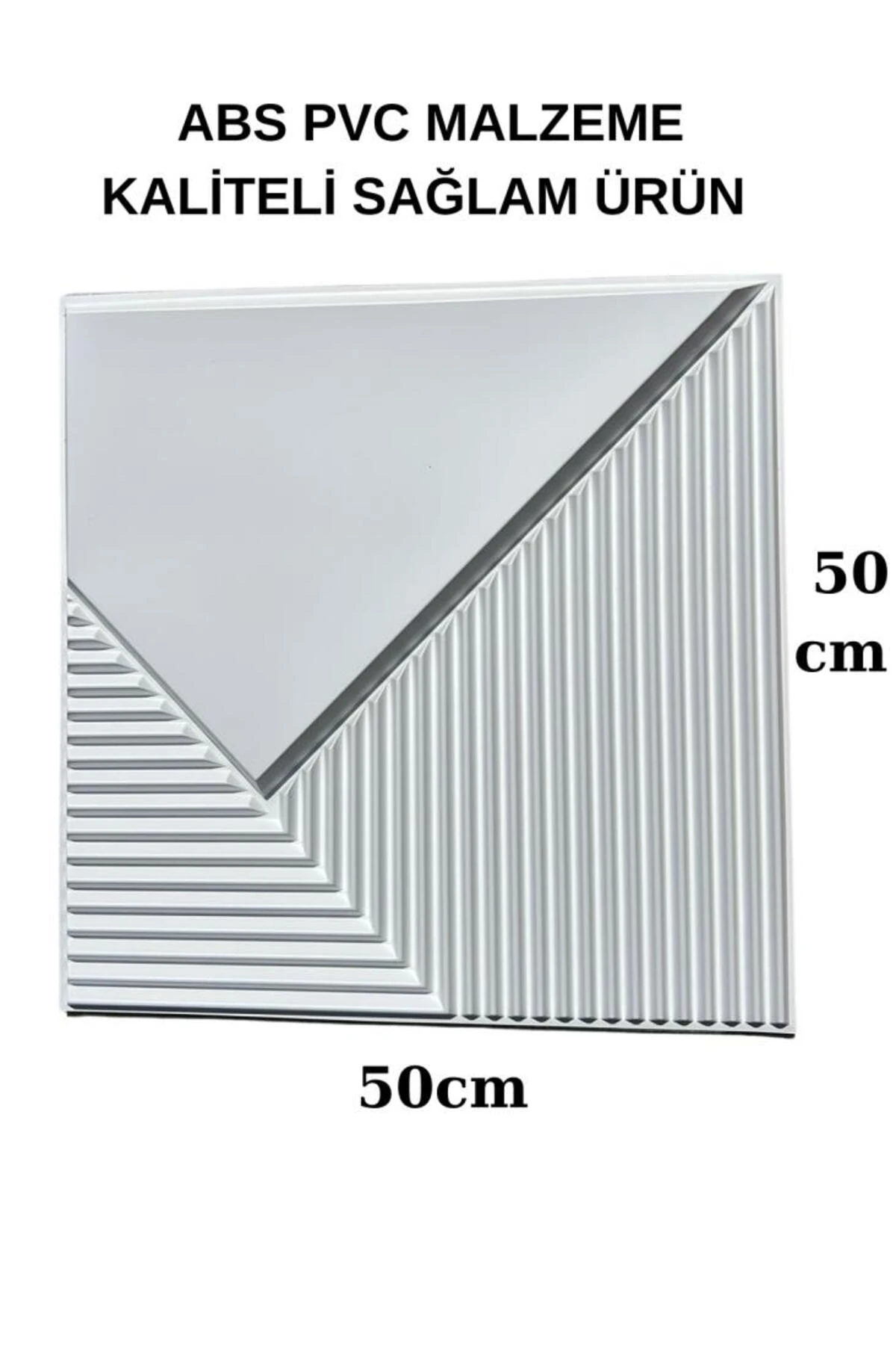 50cmx50cm 1Adet Beyaz 3D Abs Çizgili Desenli PVC Dayanıklı Duvar Paneli Silinebilir Lambiri Model