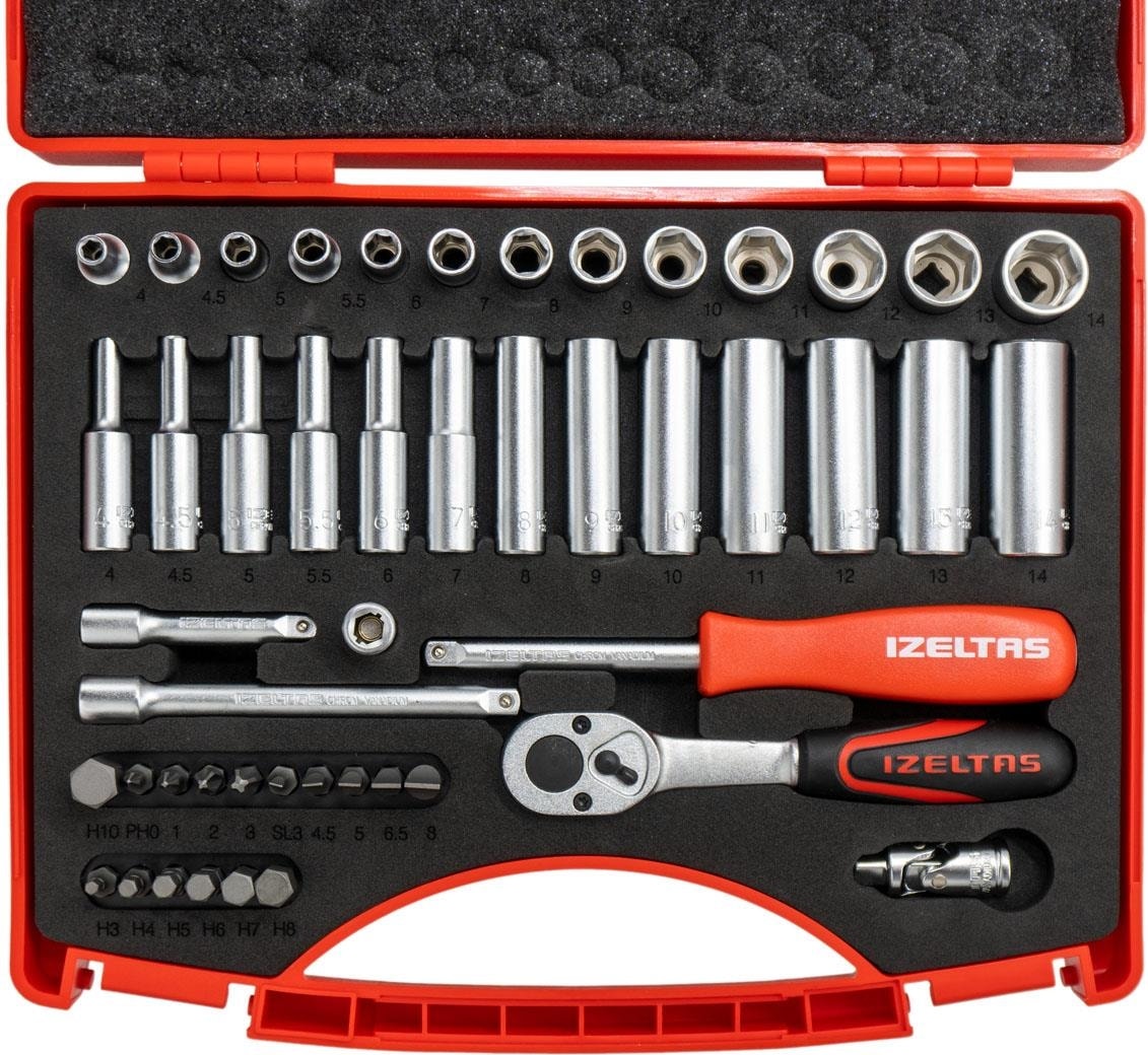 Izeltaş 1/4" Altı Köşe Mini Lokma Anahtar ve Bits Set 48 Parça