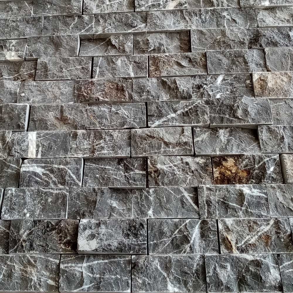 5X10Cm Siyah Mermer Doğal Taş Patlatma Taş Duvar Kaplaması
