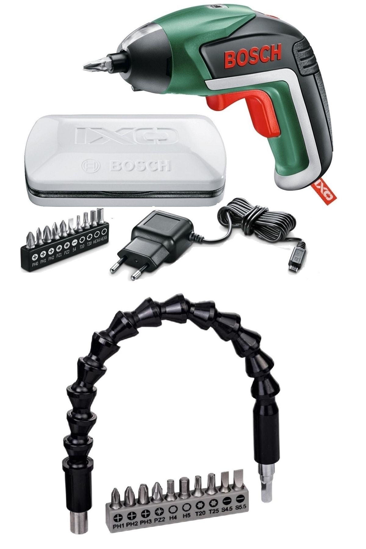 BOSCH Ixo V 3,6 V Akülü Şarjlı Tornavida Saklama Kutulu Şarjlı Matkap + 30 Cm Esnek Uzatma Ucu
