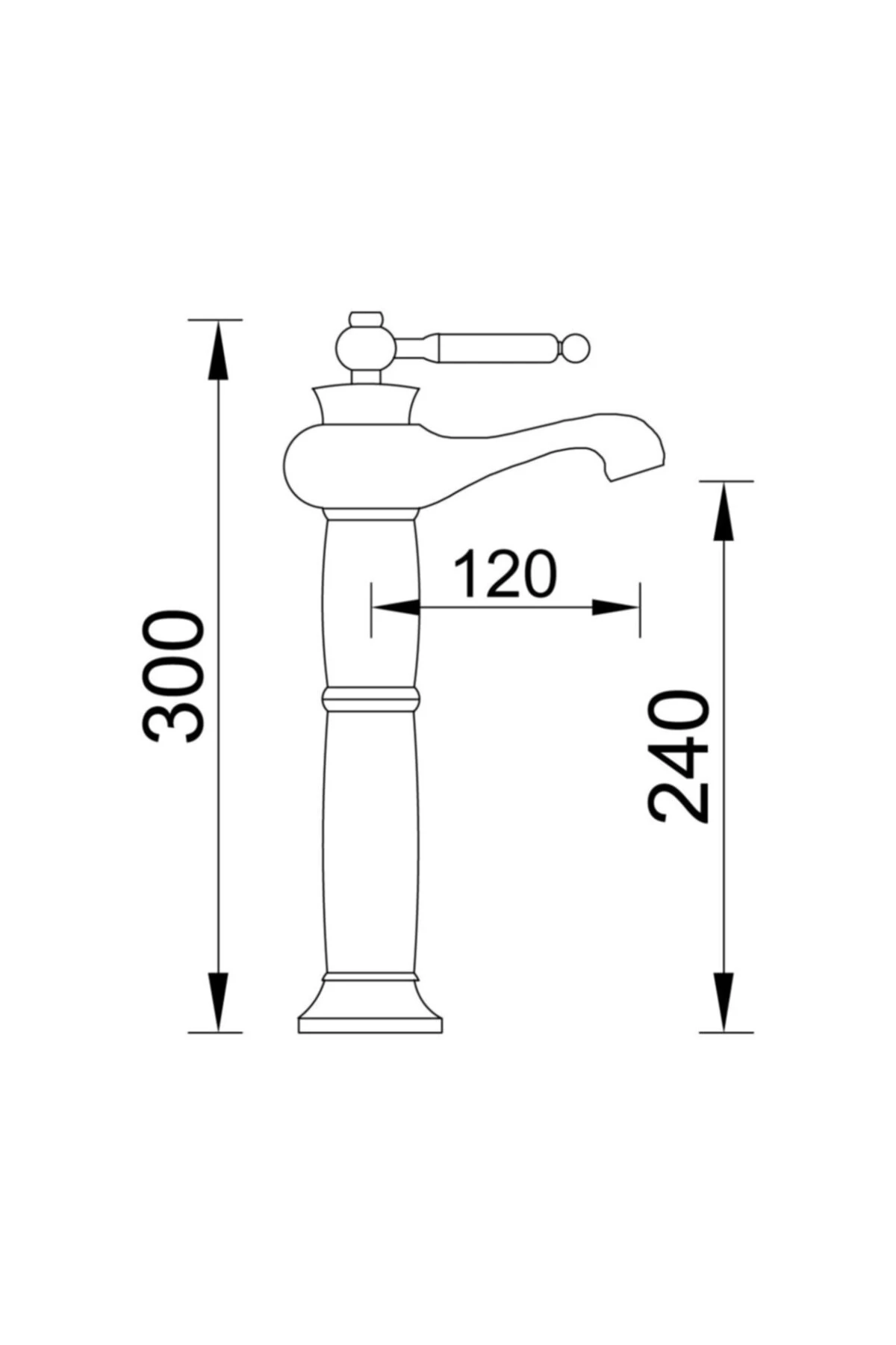 Yüksek Çanak Rustik Lavabo Bataryası Vintage Siyah Ksl100-b