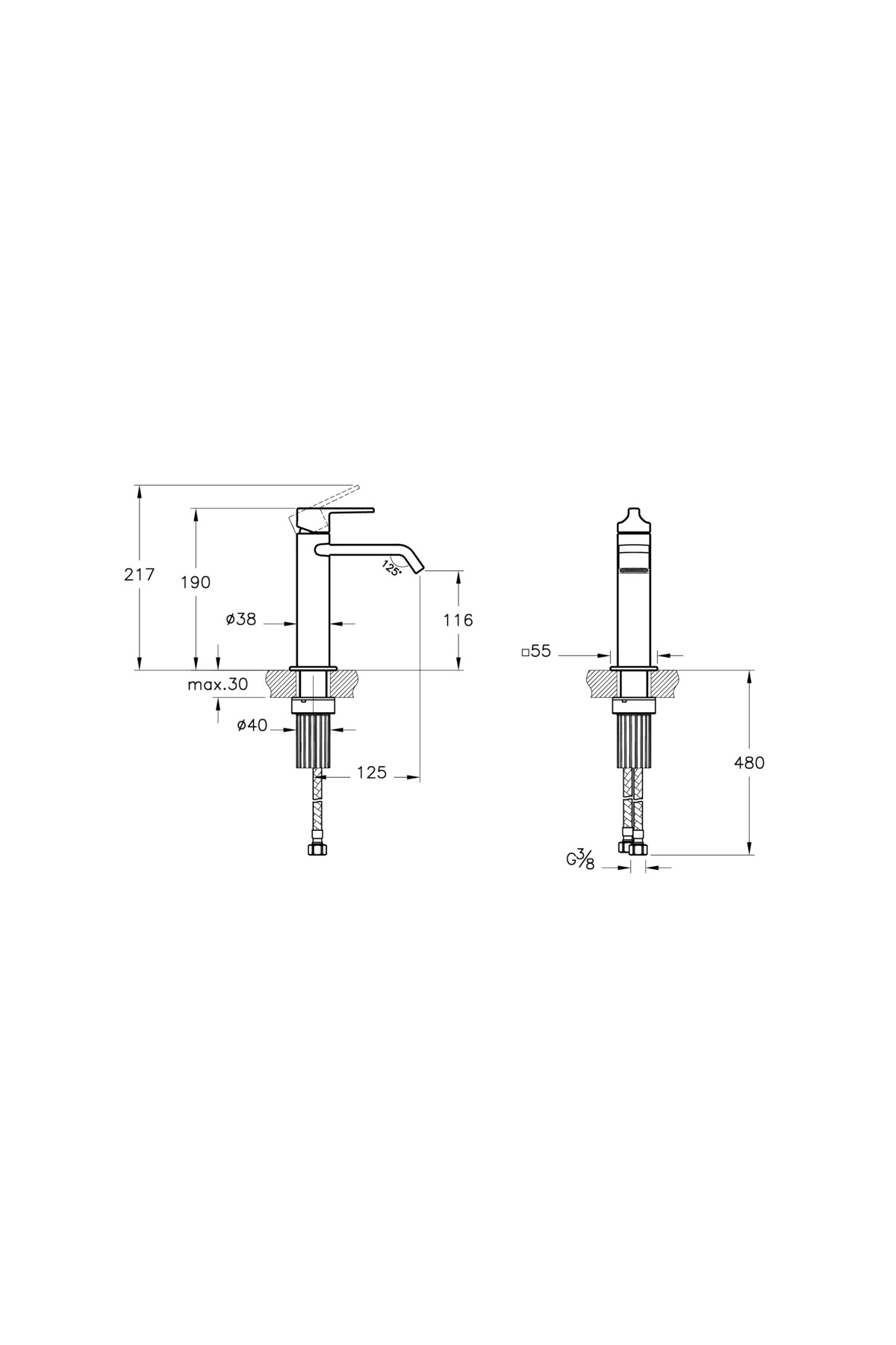 Suit A42816 Lavabo Bataryası, Üstten Kumandalı, Krom