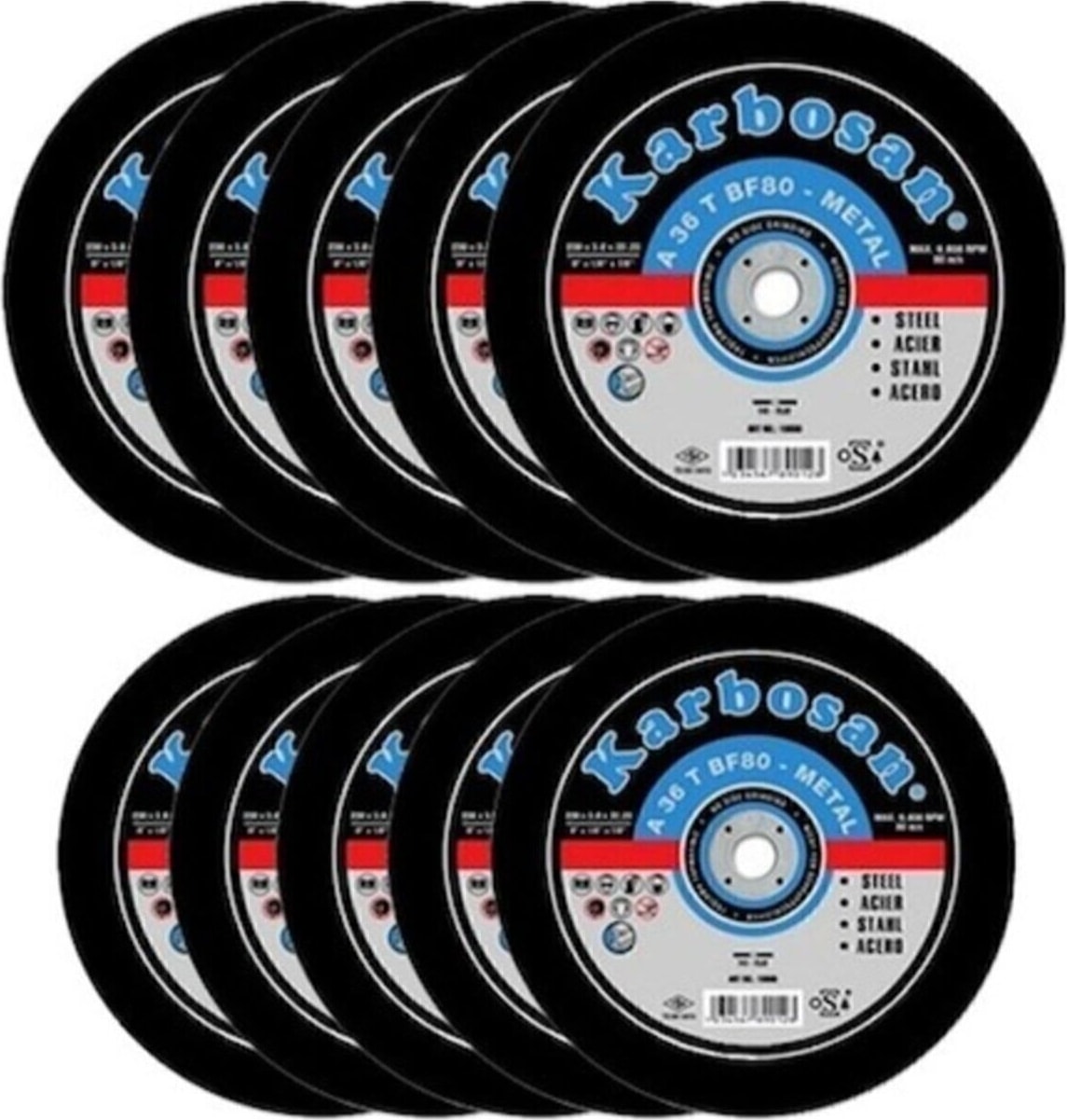 KARBOSAN 115 x 3 x 22.23 Metal Kesme Taşı Düz 10'lu 200 1501 - 2200 Watt Avuç Taşlamalar Elektrikli