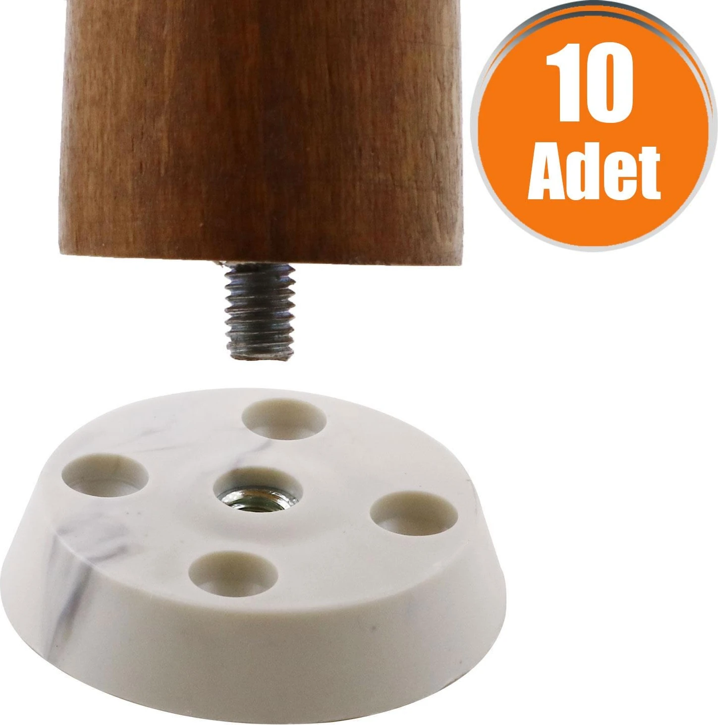 Mobilya Masa Sehpa Ayağı Bağlantı Aparatı Düz Ayak Tabanı Beyaz (10 Adet)