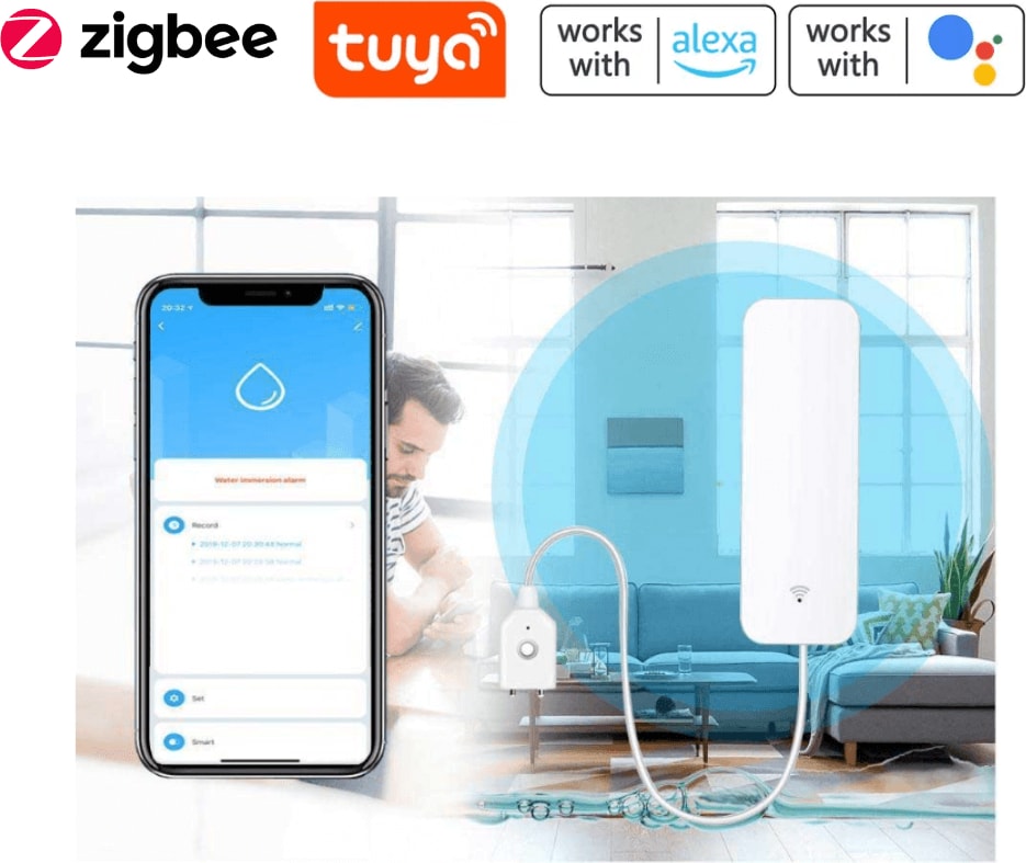 Zigbee Su Baskını Sensörü - Tuya, eWelink, Home Assisant, Zigbee2MQTT, ZHA Destekli Su Algılama Sensörü