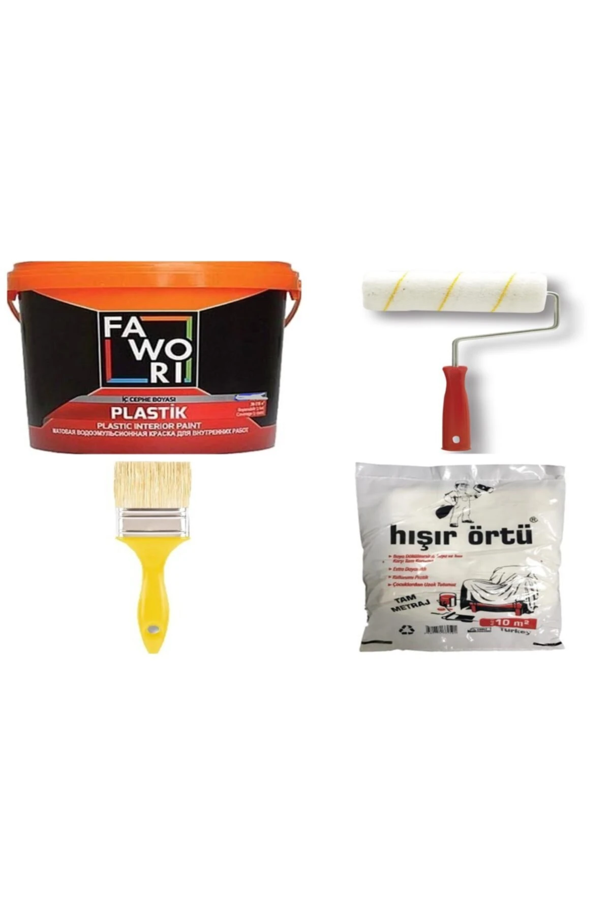 Plastik Iç Cephe 10 kg + Tavan Boya 3.5kg + Boya Seti  Somon