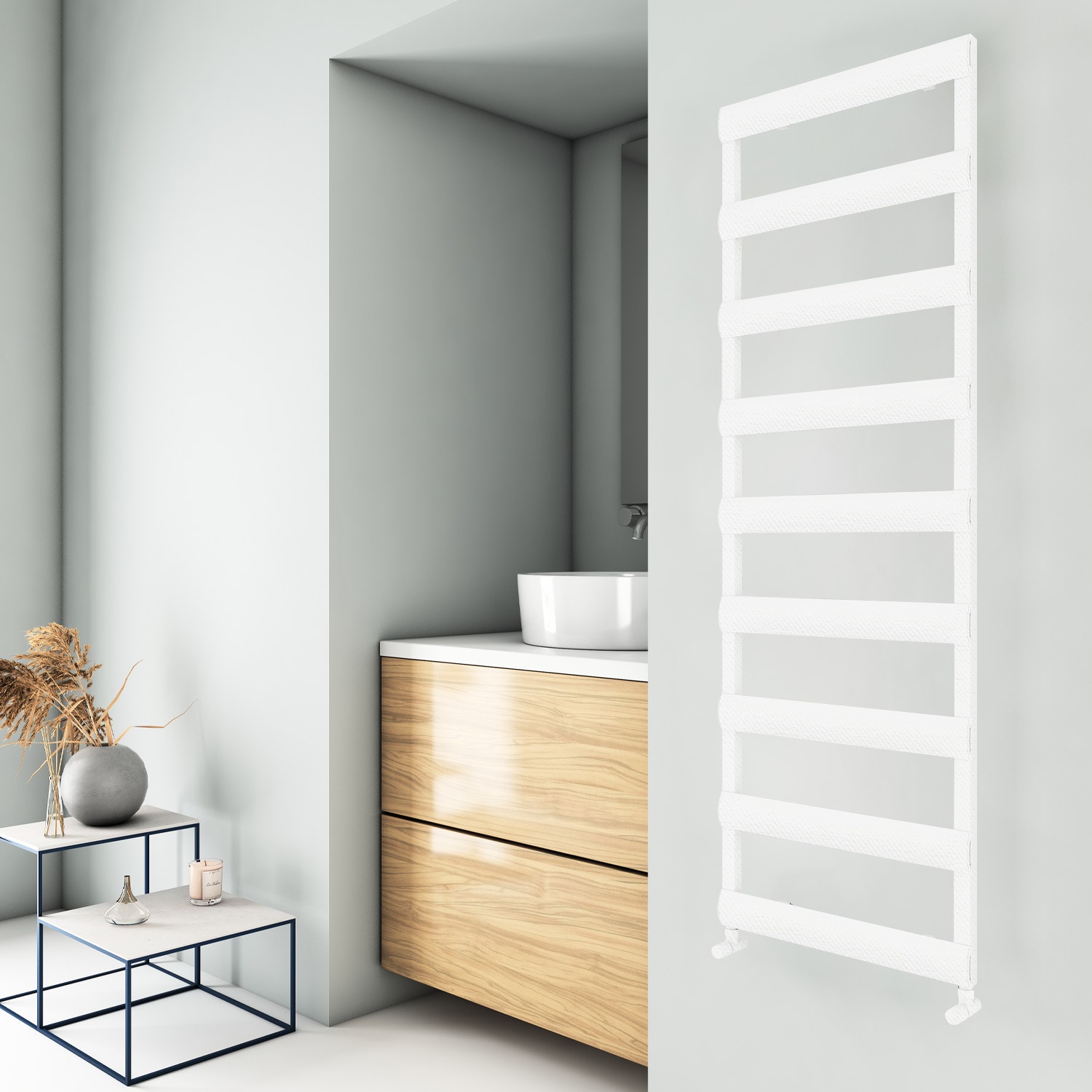Alya Bath Alüminyum Havlupan 1550 x 400 mm-9 Dilim Kumlu Beyaz