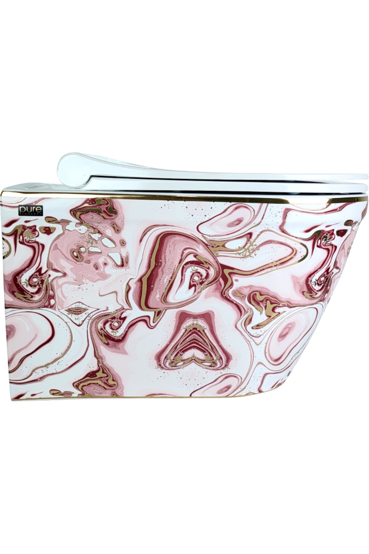 Pure Ebru Pembe Altın Kanalsız Asma Klozet Wh-133+soft Kapak