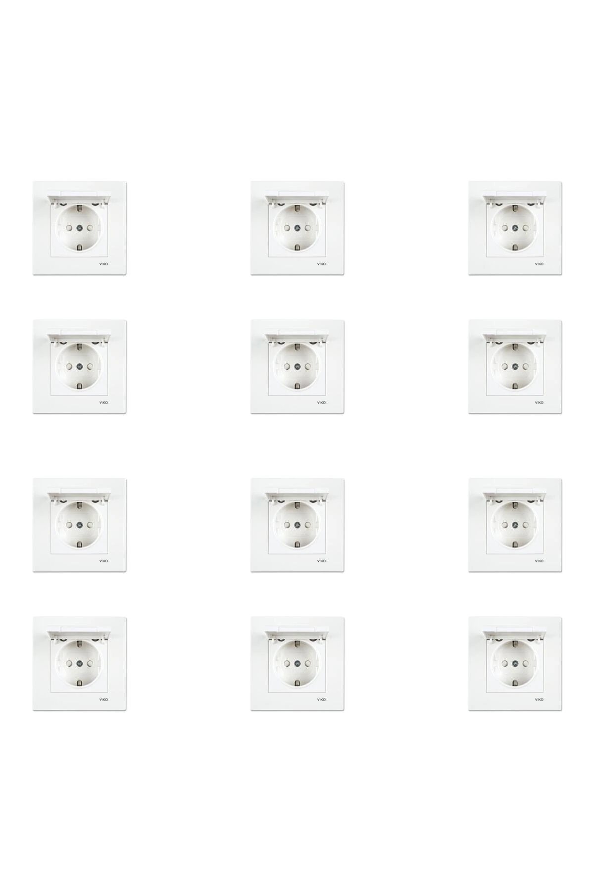 Karre Beyaz Çocuk Korumalı Kapaklı Topraklı Priz Çerçeve Dahil 12 Adet 90967012