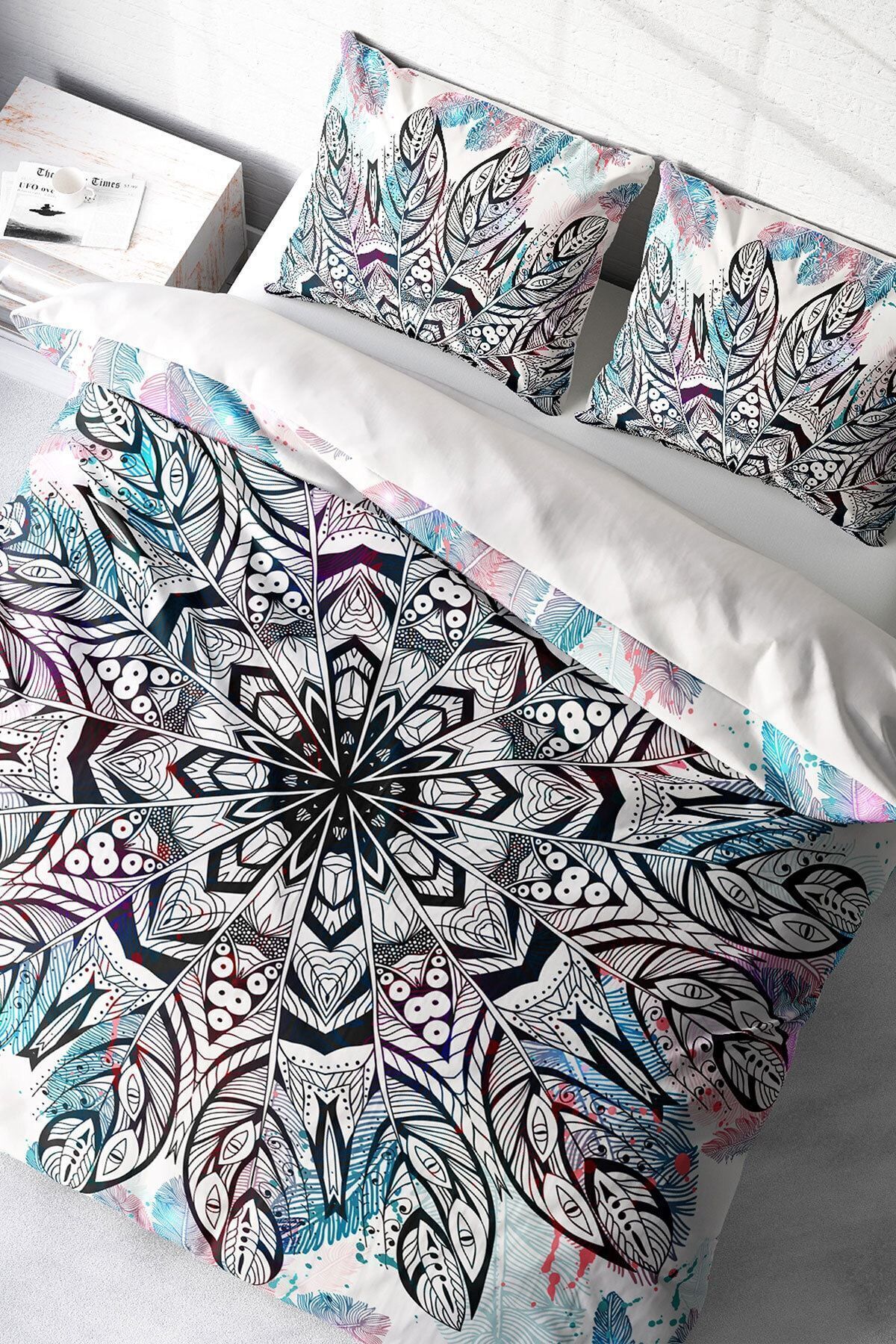 Nevresim Takımı %100 Doğal Pamuk Çift Kişilik 3d Digital Ethnic Mandala2