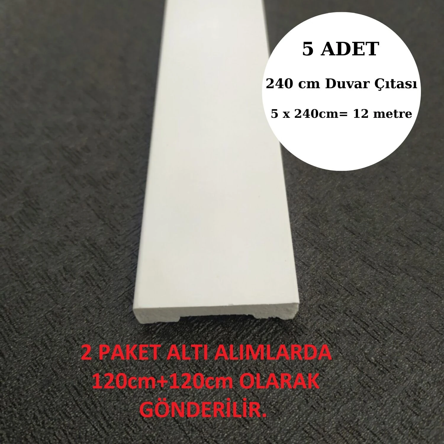 Dekoratif Boyanabilir 5 Adet 4 cm Düz Polistren Duvar Çıtası