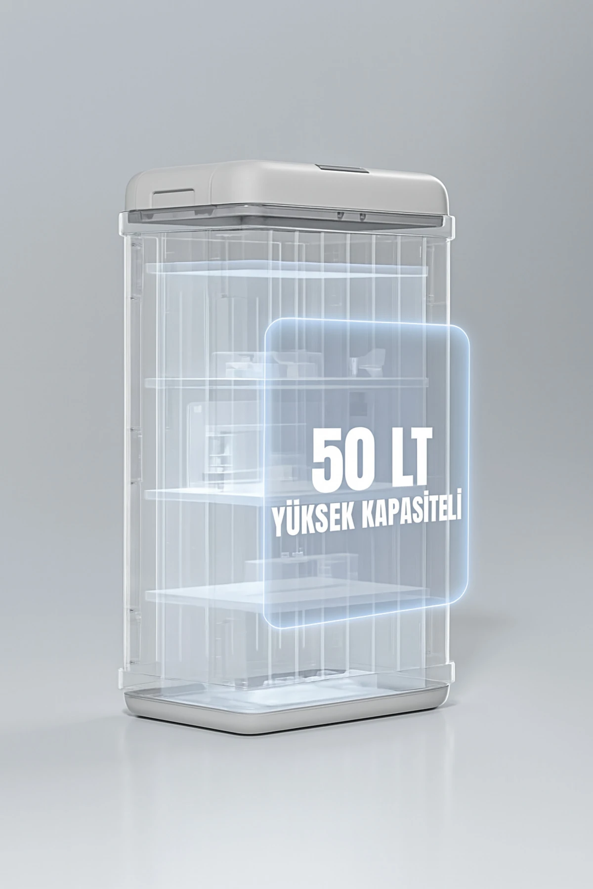 50 Lt Mega boy Hareket Sensörlü Sessiz Açma Kapama Çok Amaçlı Sensörlü Çöp Kutusu