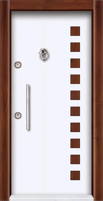 TEZ3572 Ahşap Kaplama Düz Model Çelik Kapı