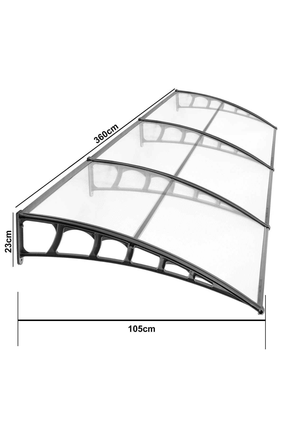 LUPIN Kapı Pencere Üstü Pratik Sundurma 105x360 cm - Siyah