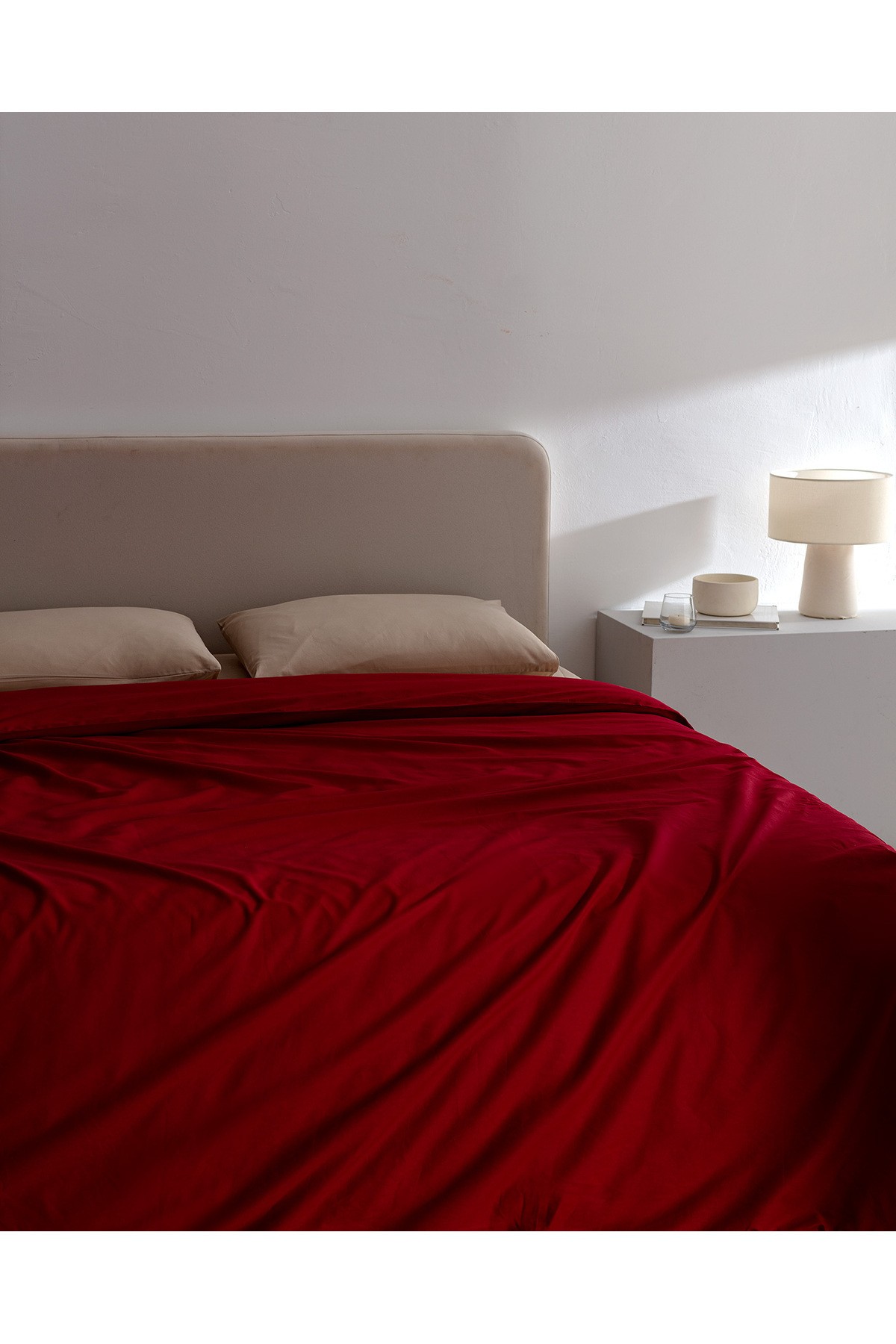 Manon King Size %100 Pamuk Ranforce Düz Nevresim - Kırmızı