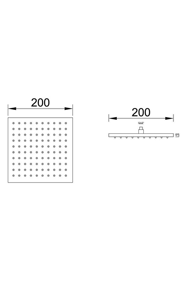 Tepe Duş Başlığı Kare Slim 304 Metal 20x20 Cm Siyah Ktd101-b