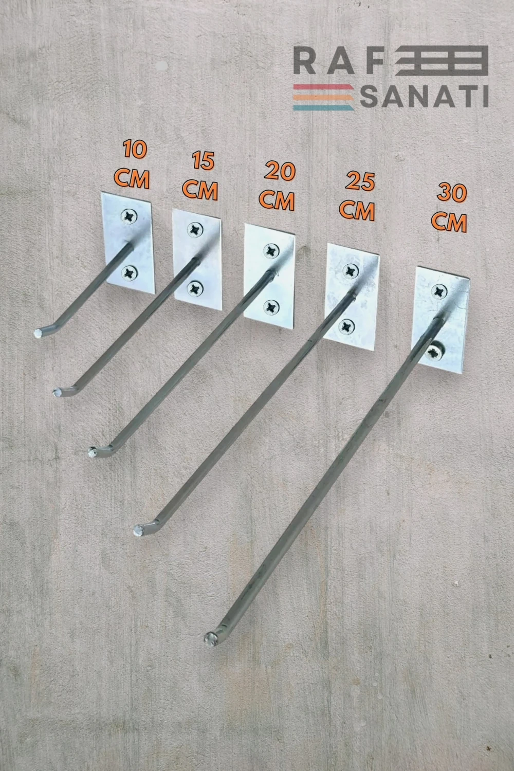 15 cm Duvar Kancası 50 Adet Duvar ve Suntaya Monte Askı Vidalı Kanca Raf Kancası Raf Askısı Aksesuar Tel