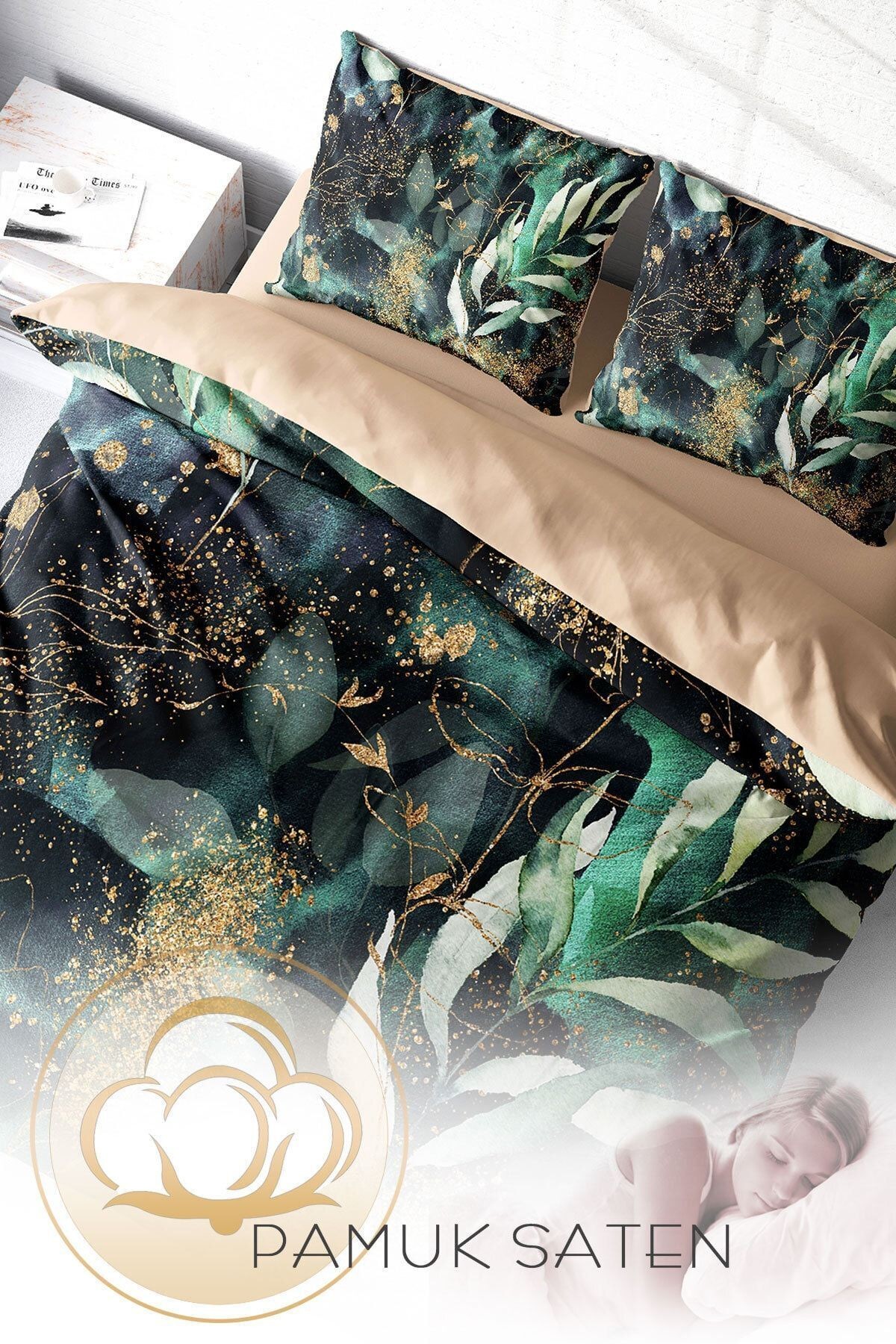 Floral Watercolor 3d Pamuk Saten Çift Kişilik Nevresim Takımı