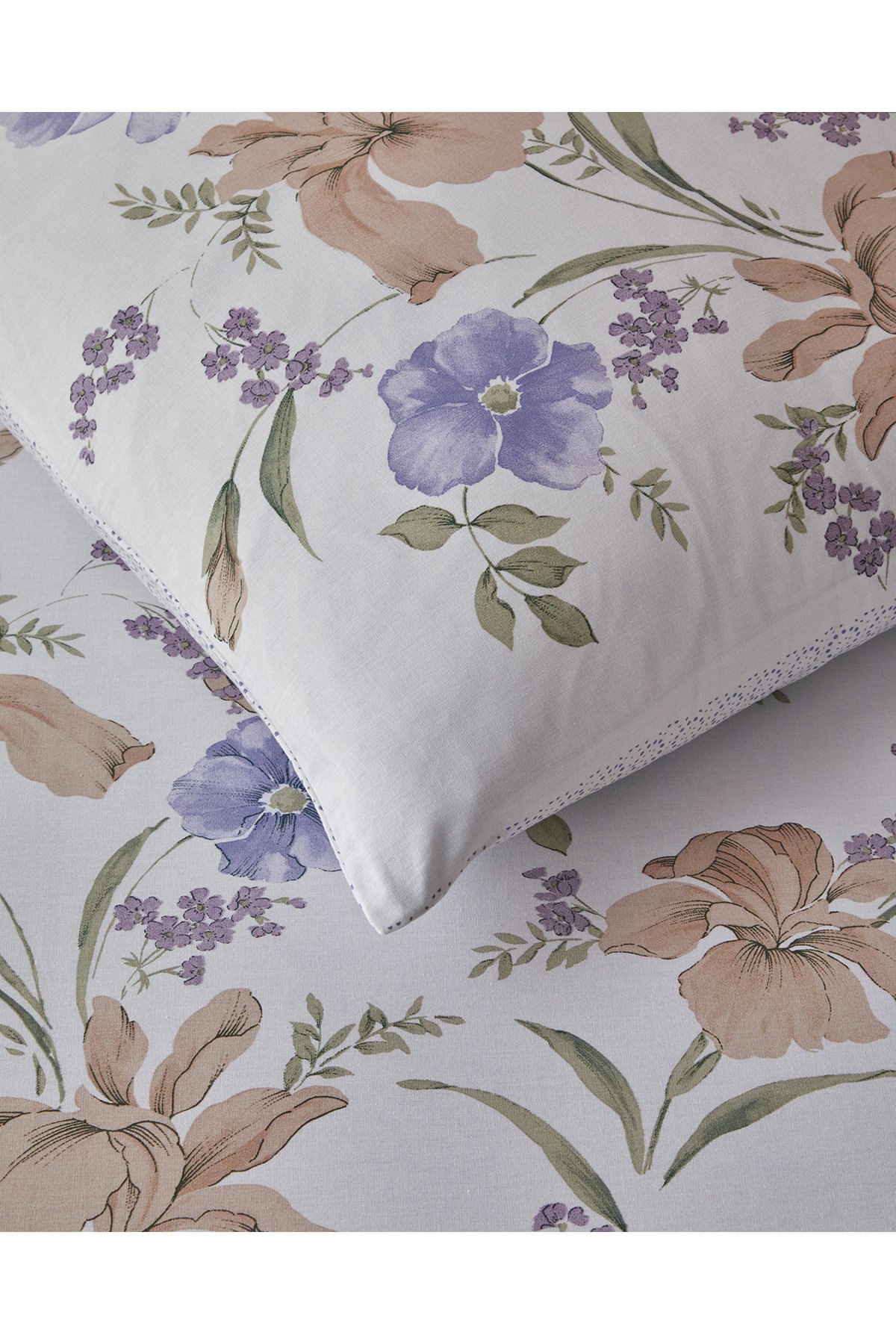 Rustic Blossom Pamuk Çift Kişilik Nevresim Takımı 200x220 cm Lila - Bej