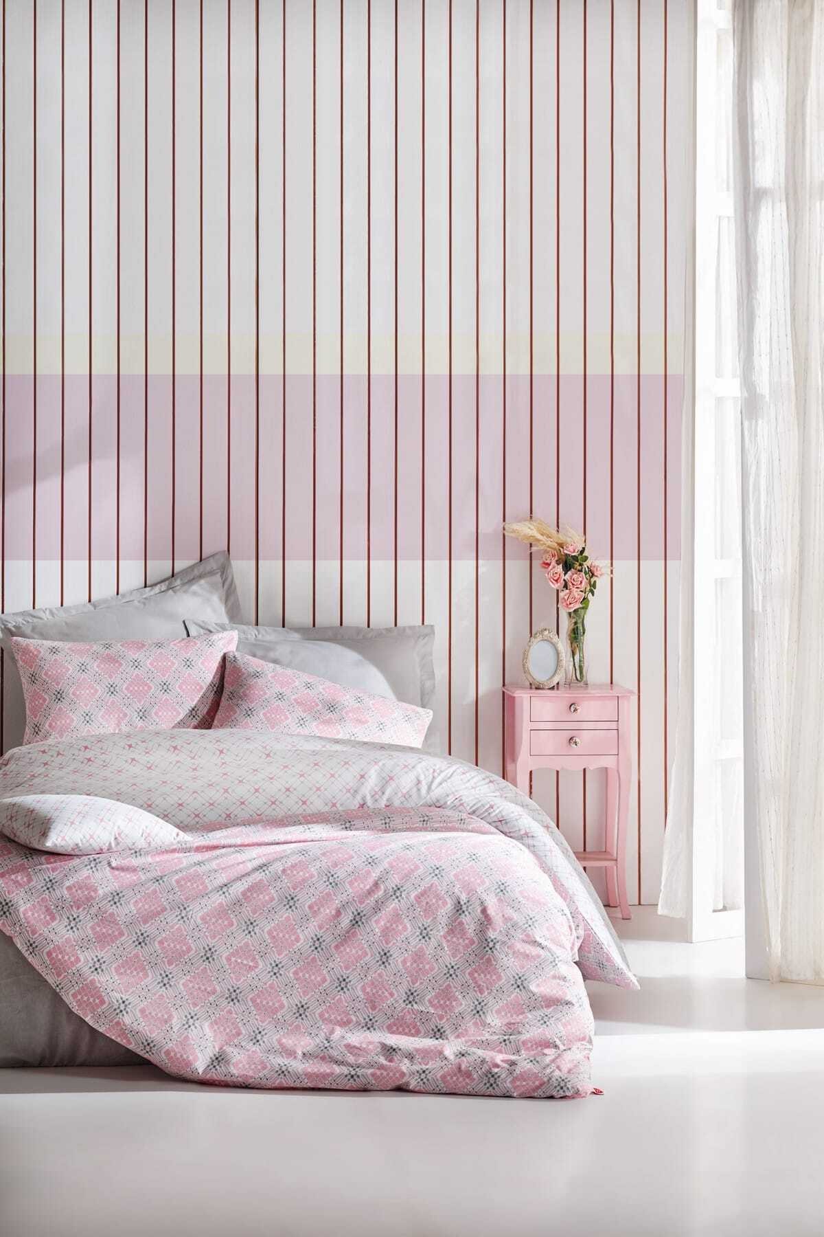 Minimal Ranforce Tek Kişilik Nevresim Takımı - Fine Pembe