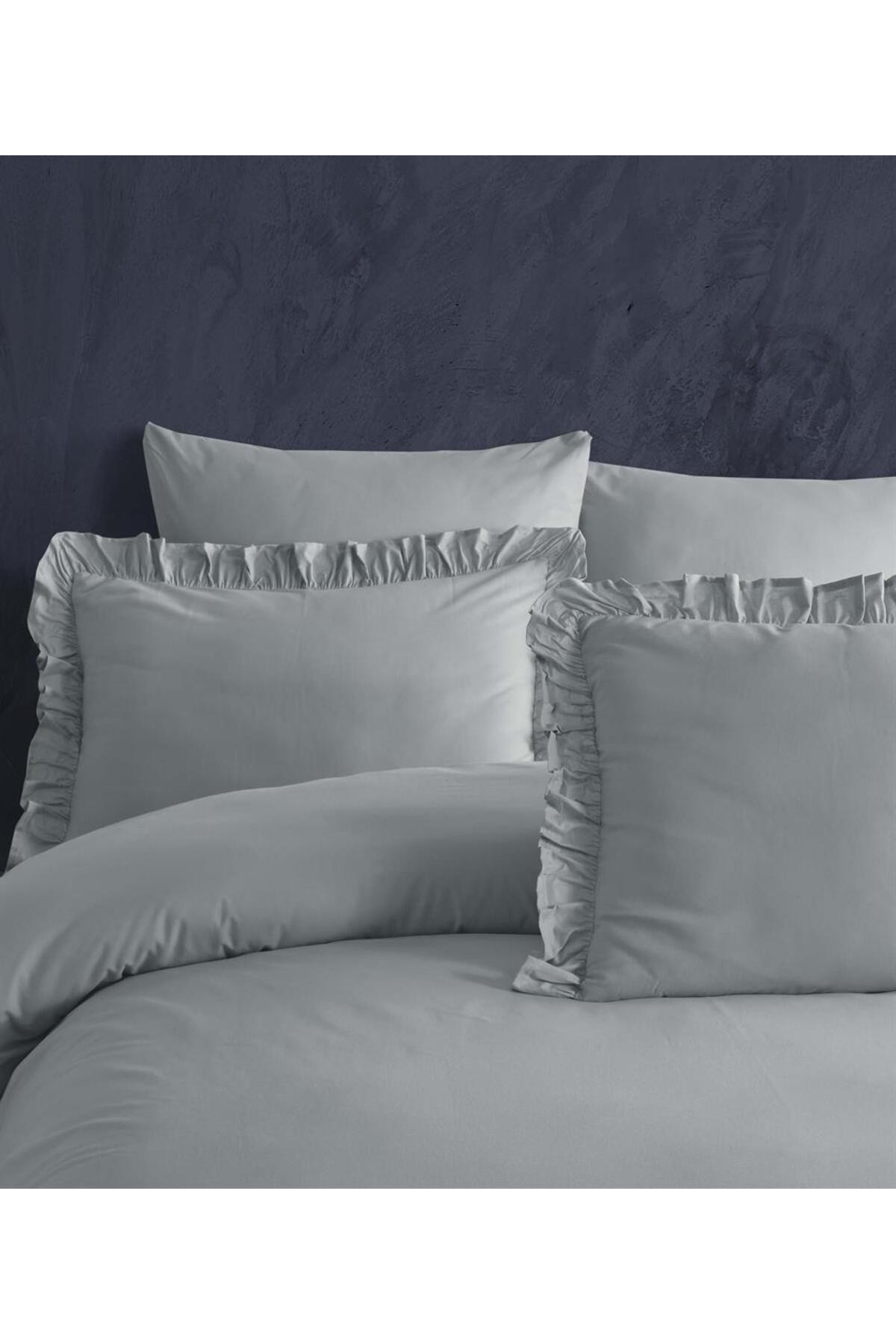 Çeyizlik Fırfırlı %100 Pamuk Urban&Chic Çift Kişilik FLORİT Nevresim Takımı 6 Parça "ÖZEL KUTUDA"