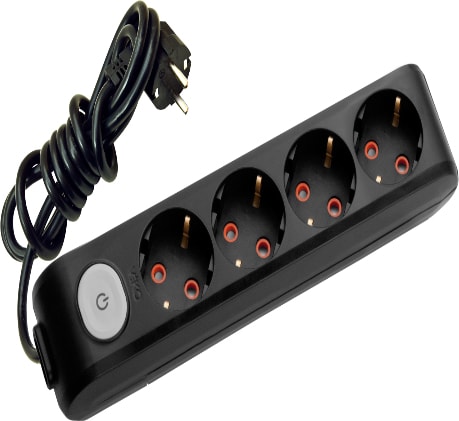 Siyah Dörtlü Topraklı 3 Metre Anahtarlı