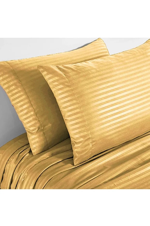 Line Pamuklu Nevresim Takımı 4 Parça Çift Kişilik Çizgili Nevresim Seti | Otel Nevresim Gold
