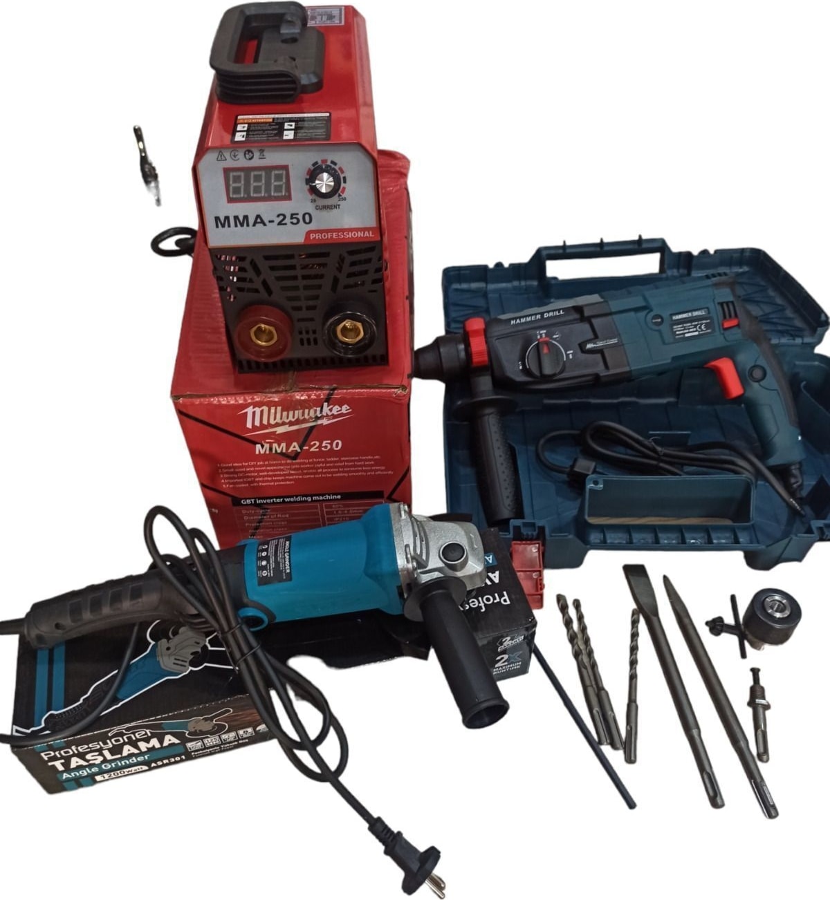 6 Watt Üçlü Set Çanta Kaynak Taş Motoru Delici Kırıcı Matkap 8 Volt Darbeli Anahtarlı 2 Yıl Aküsüz
