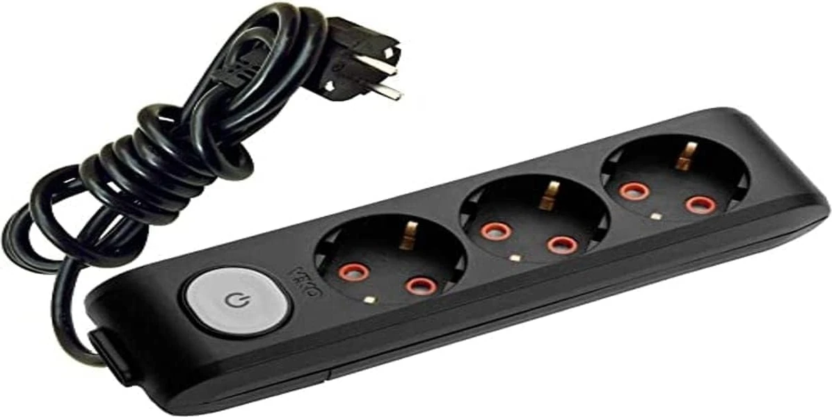 3lü Anahtar-Topraklı Ç.k 5mt Siyah Priz