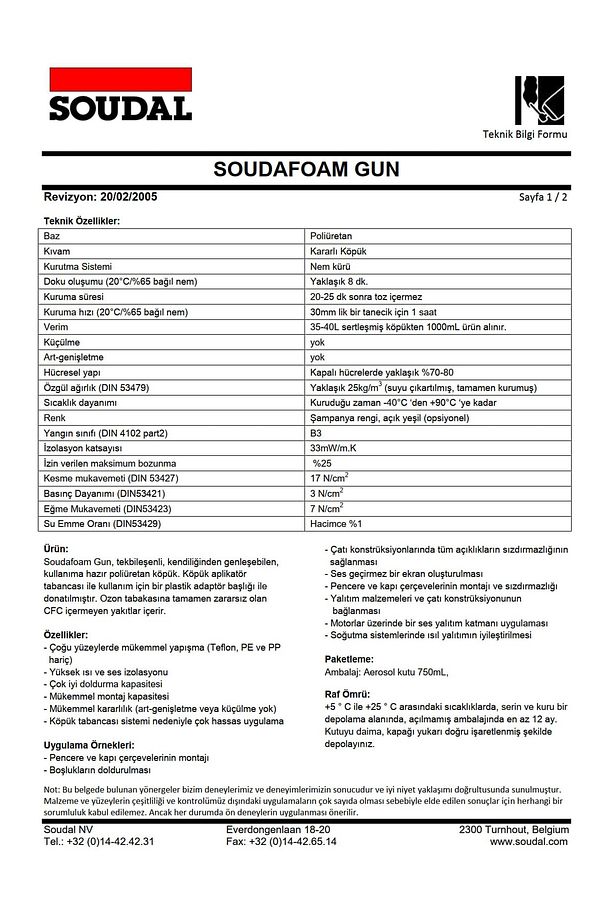 SOUDAL Tabancalı Köpük 750 Ml/875 Gr--3 Adet