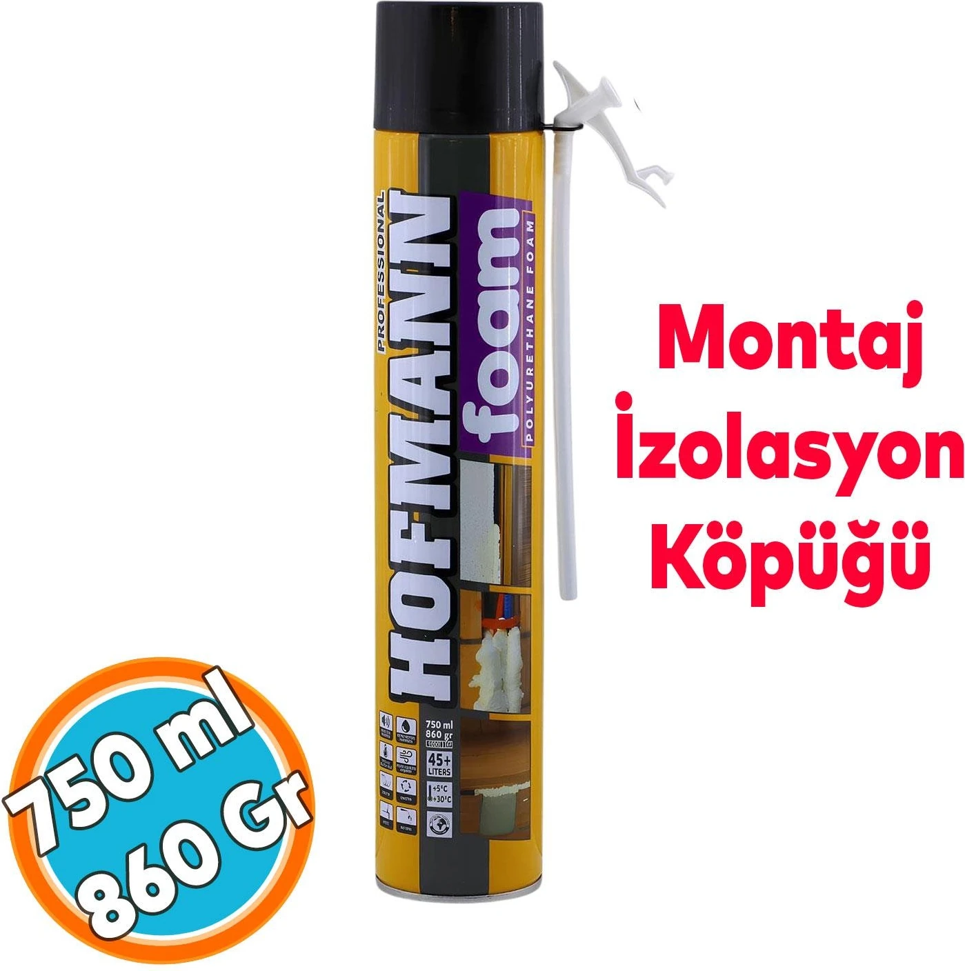 Pipetli Montaj Köpüğü Profesyonel Dolgu İzolasyon Poliüretan Köpük Kapı Pencere Duvar Yalıtım 750 ml