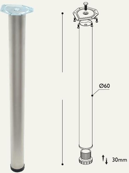 Masa Ayağı 11.180 - 60Mm Krom 80Cm 4'lü