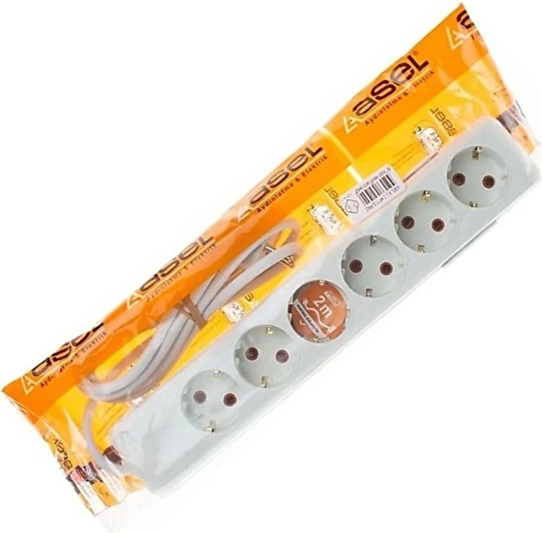 Asel 6'lı Topraklı Grup Priz 2mt