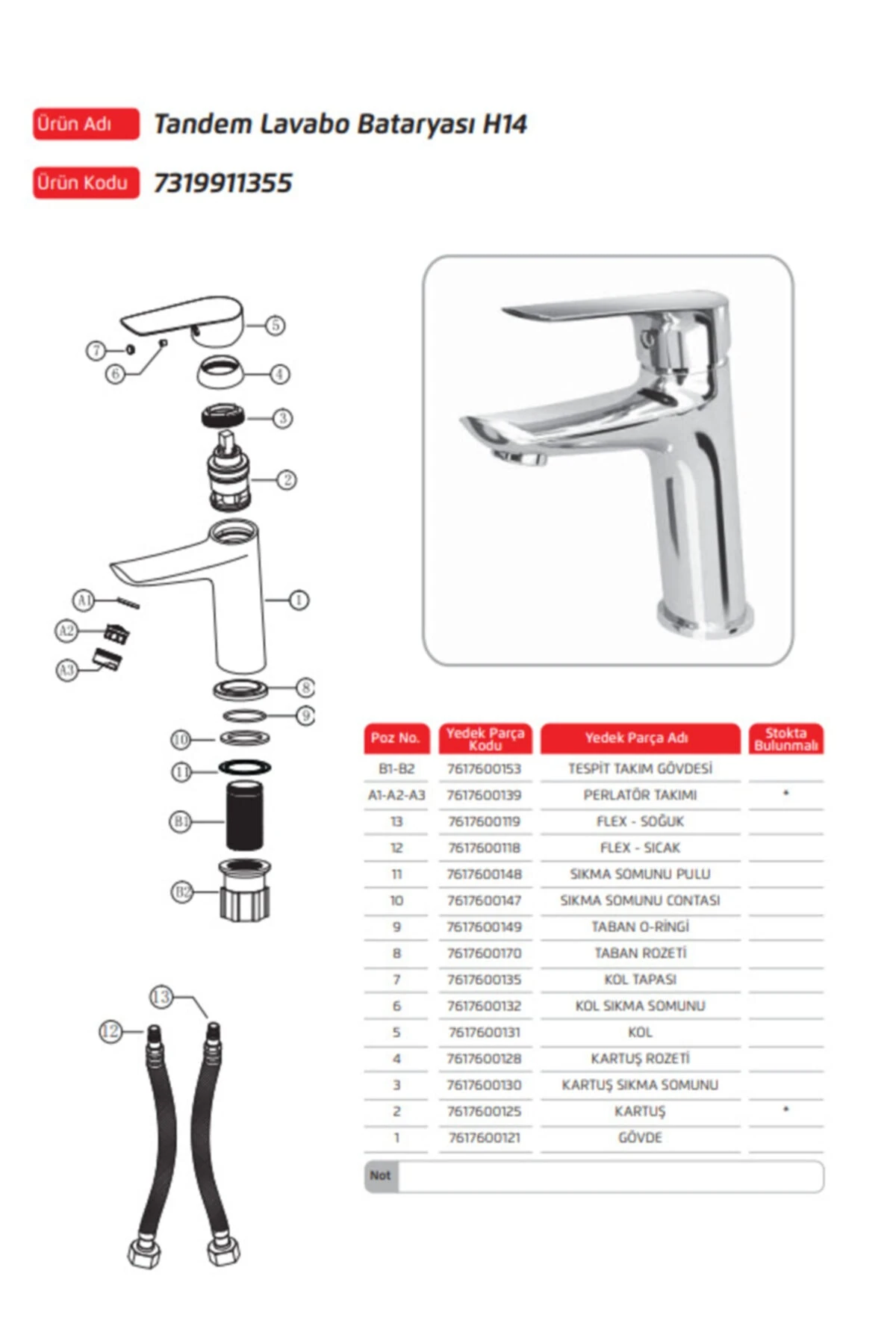 Tandem H14 Lavabo Bataryası 7319911355