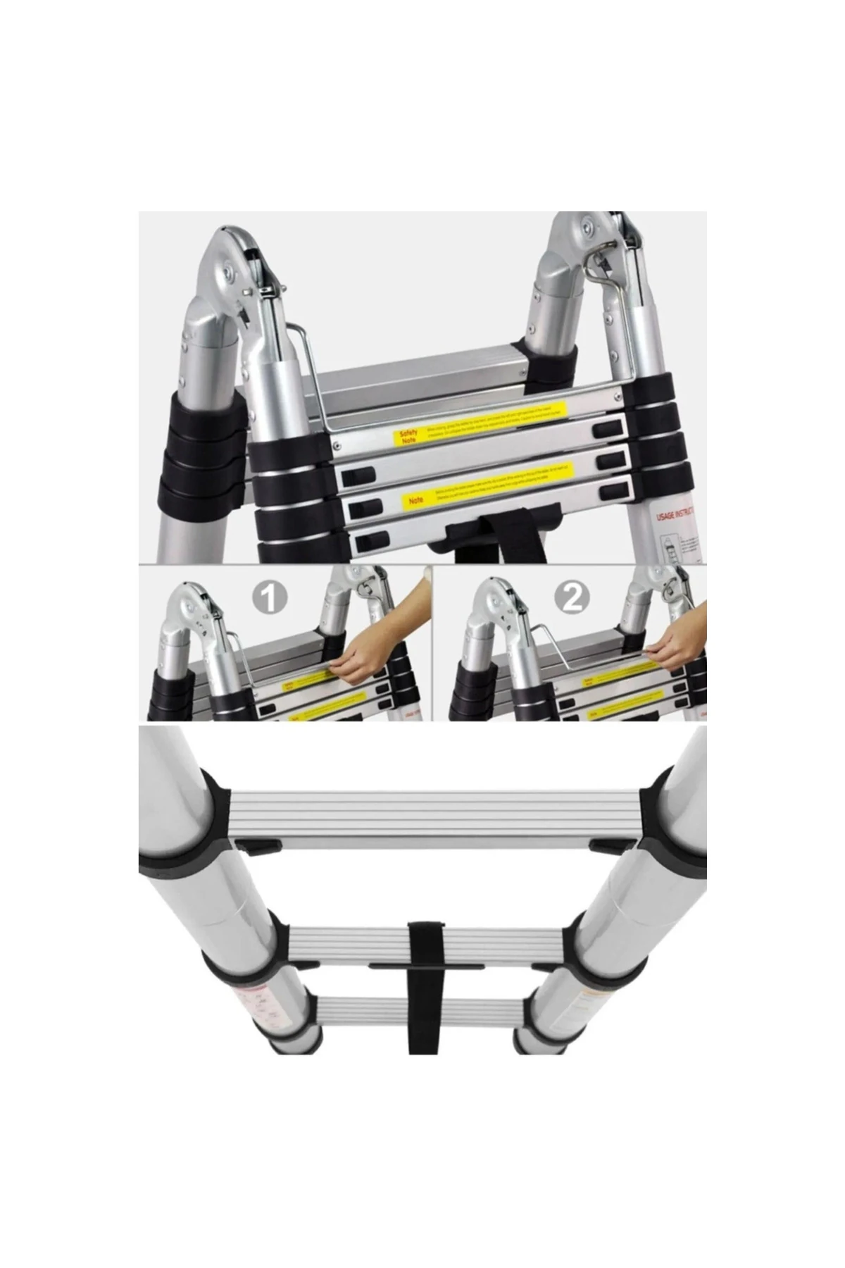 (2.2 2.2) 4.4 Metre 7 7 Basamak 14 Basamak Çift Yönlü Alüminyum Teleskopik Merdiven