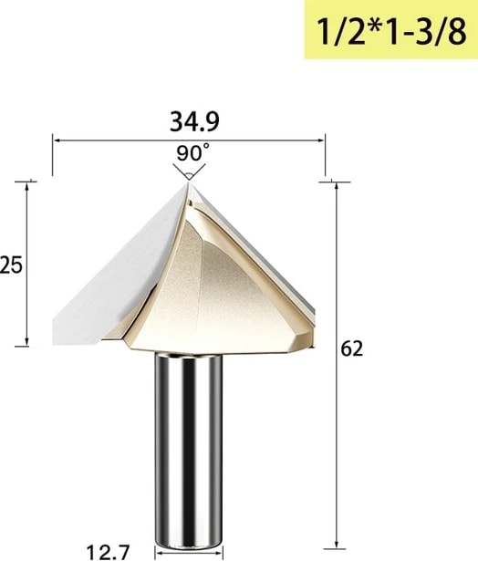 V00104 Tideway 90 Derece V-Tipi Ağaç Işleme Freze Kesici Karbür Cnc Router Bit V Oluk Ahşap Mdf Kesme Planya Gravür (Yurt Dışından)