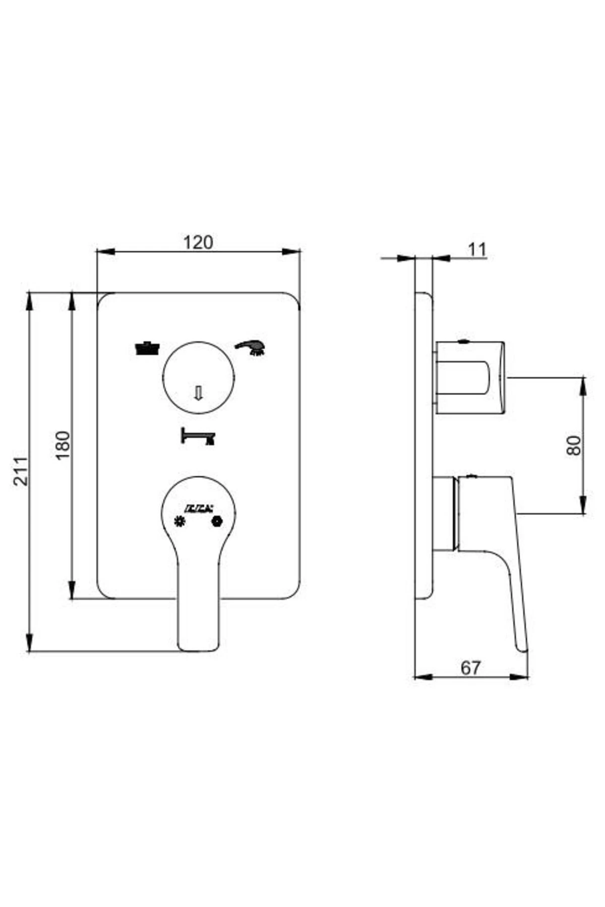 Luna Ankastre Banyo Bataryası 2 Parça Set / 3 Yollu (102167306-K+102166301)