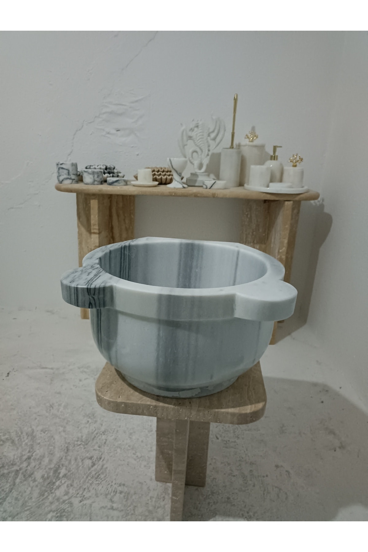 Beyaz Marmara Mermer Kurna-kurna-hamam Kurnası-banyo Kurnası-mermer Ev Ve Banyo Aksesuarları