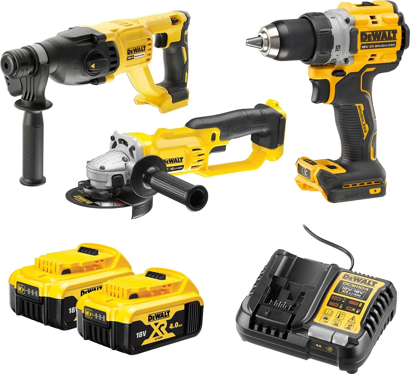 DEWALT DCD805NT + DCG412NT+ DCH133NT + 2 Adet 4 Amper Akü + 1 Adet Dolum Cihazı ( Hepsi Takım Çantalı )