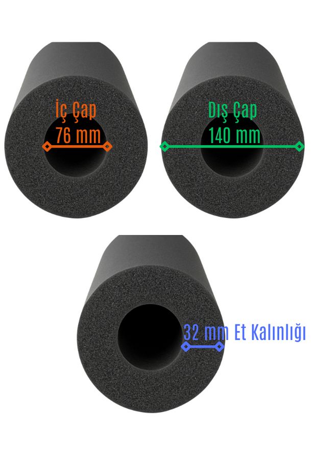 ODE Ø 76/32 MM  R-FLEX PRM İZOLASYON KAUÇUK BORU (2 mt/ad)