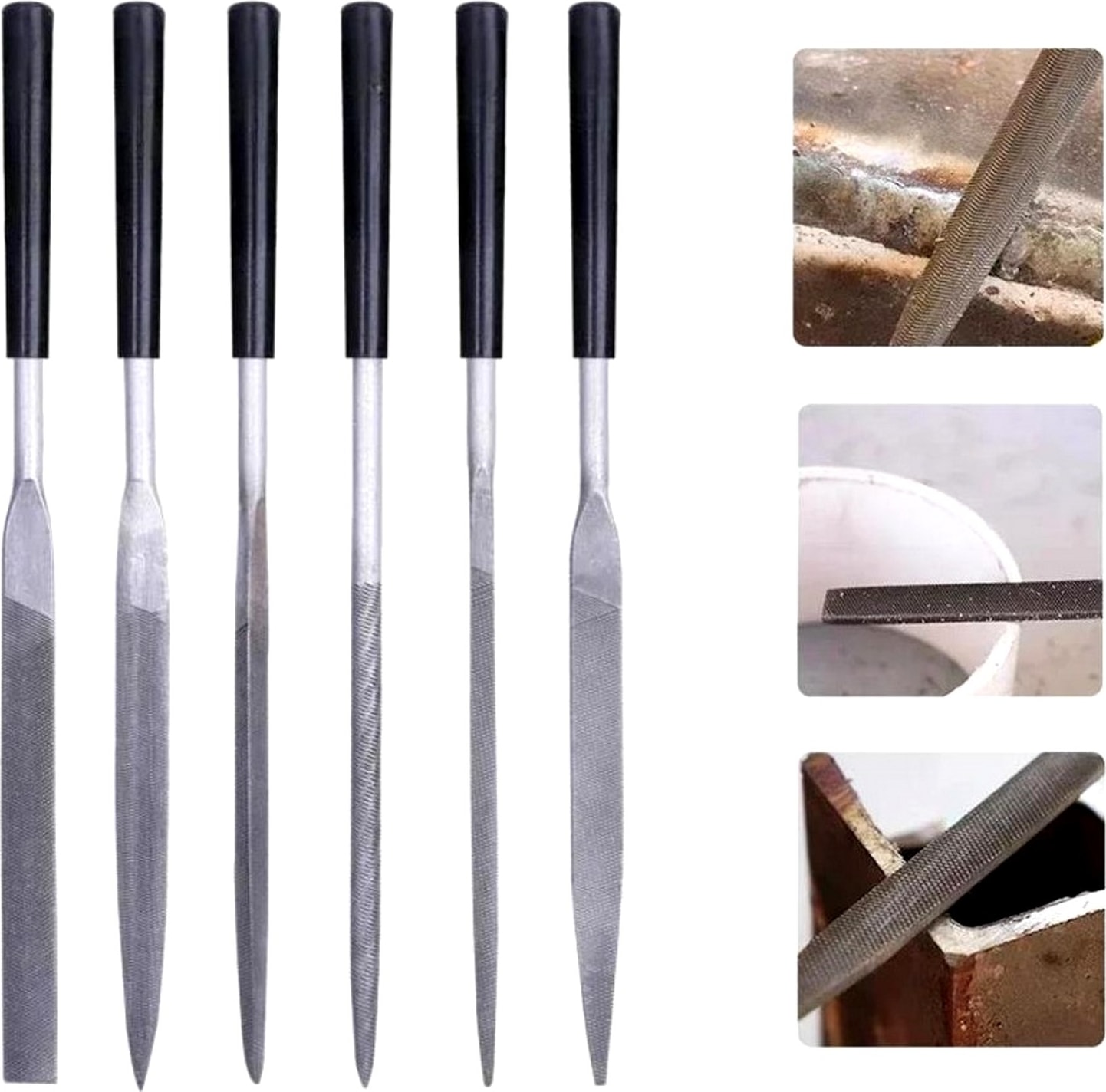 Hobi Ege Seti 6 Parça Mini Eğe İğne Model Demir Metal Törpü Eğe 18 cm Metal Elmas Gümüş İğne Seti