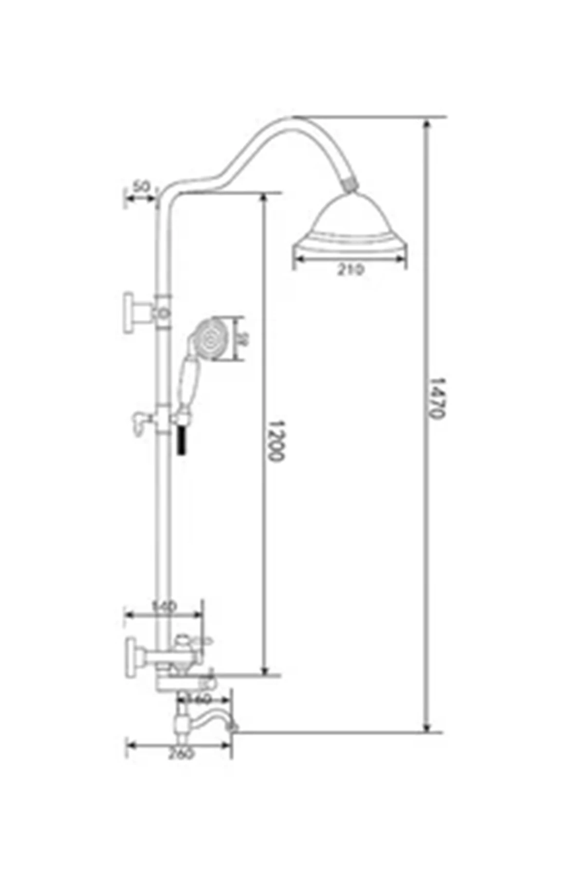 Topkapı Duş Sistemi - Siyah Antik - TP1480B