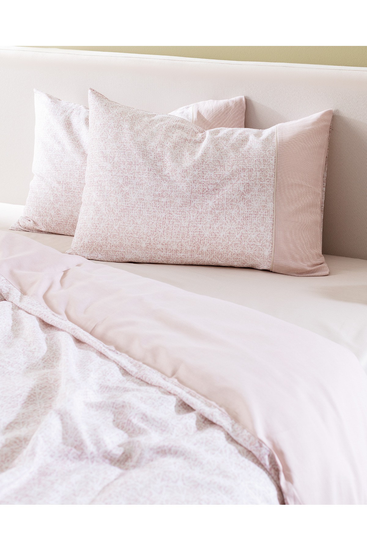 Astrid %100 Pamuk King Size Crep Baskılı Nevresim Takımı - Pudra